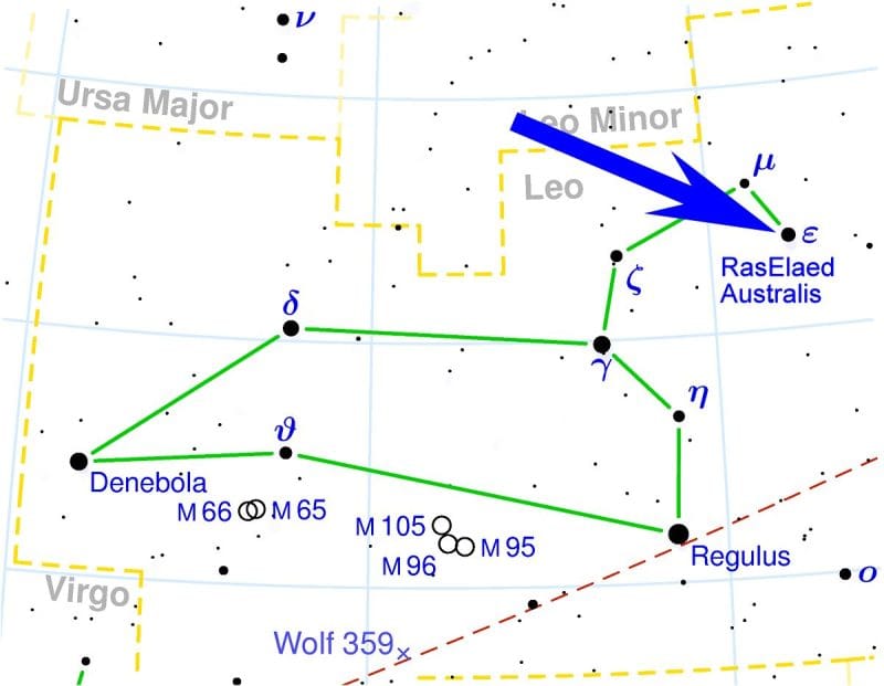 Ras Elased Australis, Epsilon Leonis una de las estrellas más notables en la constelación de Leo